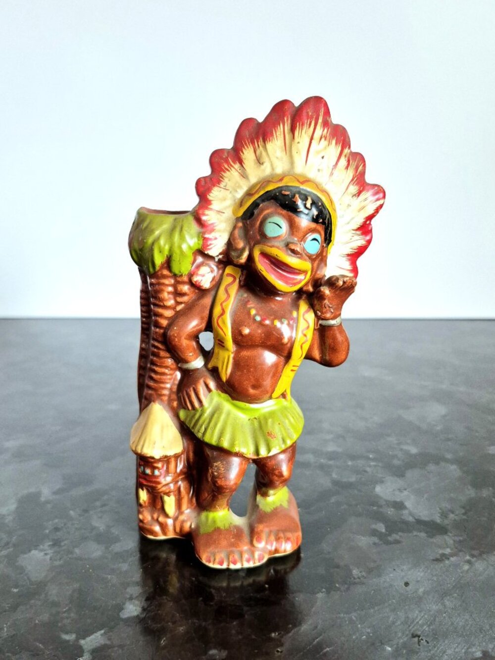 1960s Ceramic Figural Dancer, Native Matchstick Holder, Made In Japan